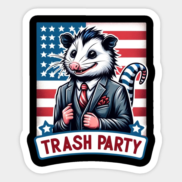 Opossum Meme, Trash Party, Possum Politics USA Flag Sticker by ThatVibe